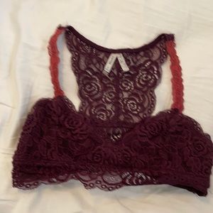 Purple and maroon bra let